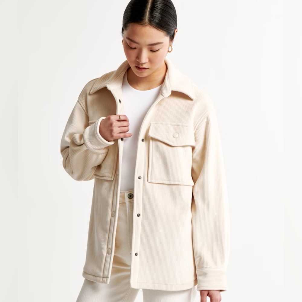 Abercrombie cream corduroy shirt jacket